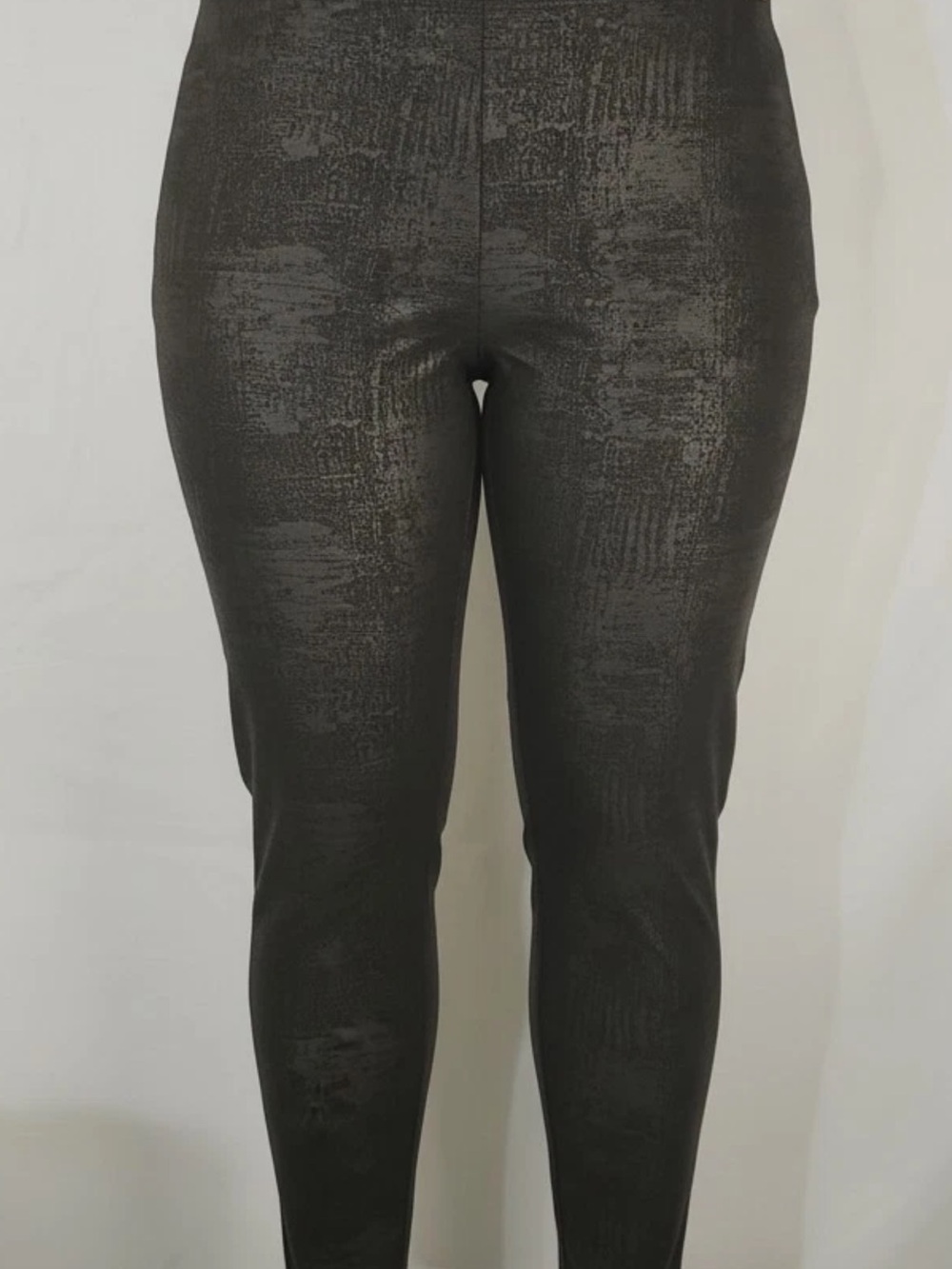 Calvin Klein Power Stretch Metallic Legging Size S Black Foil Texture EUC